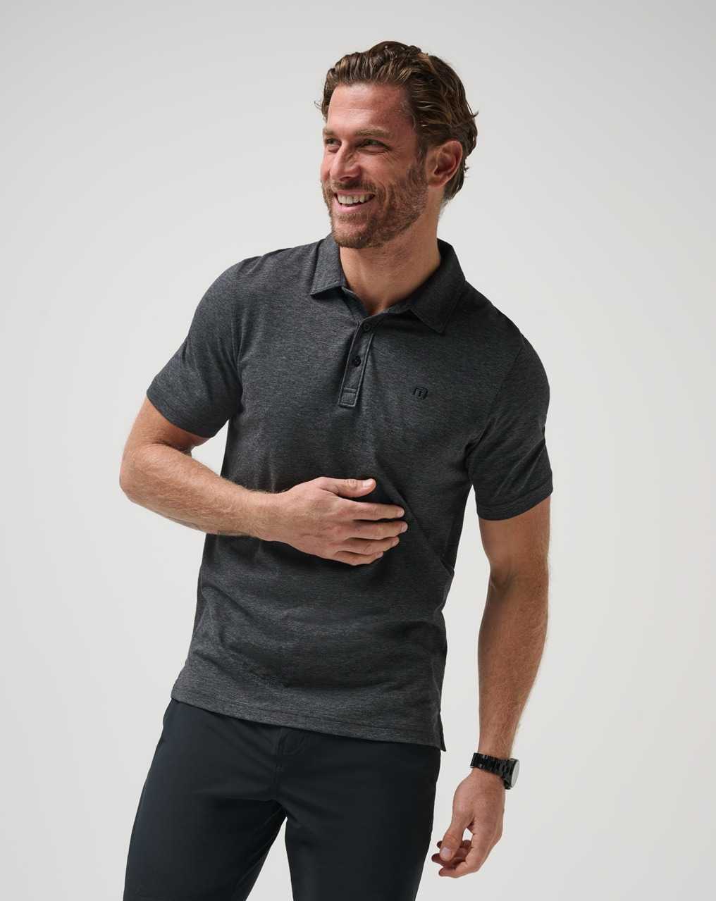 Travis Mathew The Zinna Polo Heather Black | WLRFBHZ-06