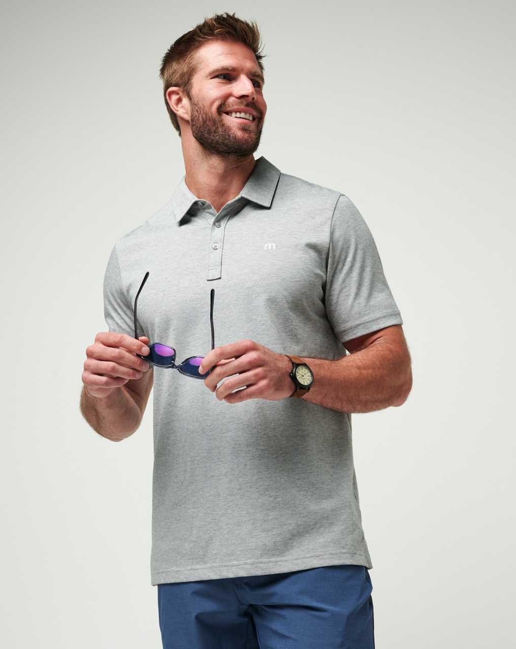 Travis Mathew The Zinna Polo Heather Grey | CSBHKJO-01