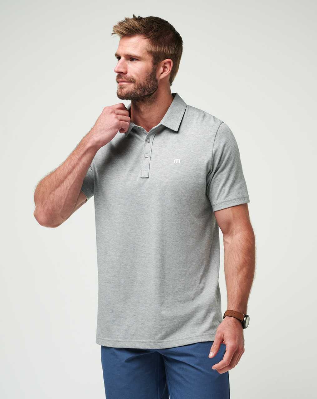 Travis Mathew The Zinna Polo Heather Grey | CSBHKJO-01