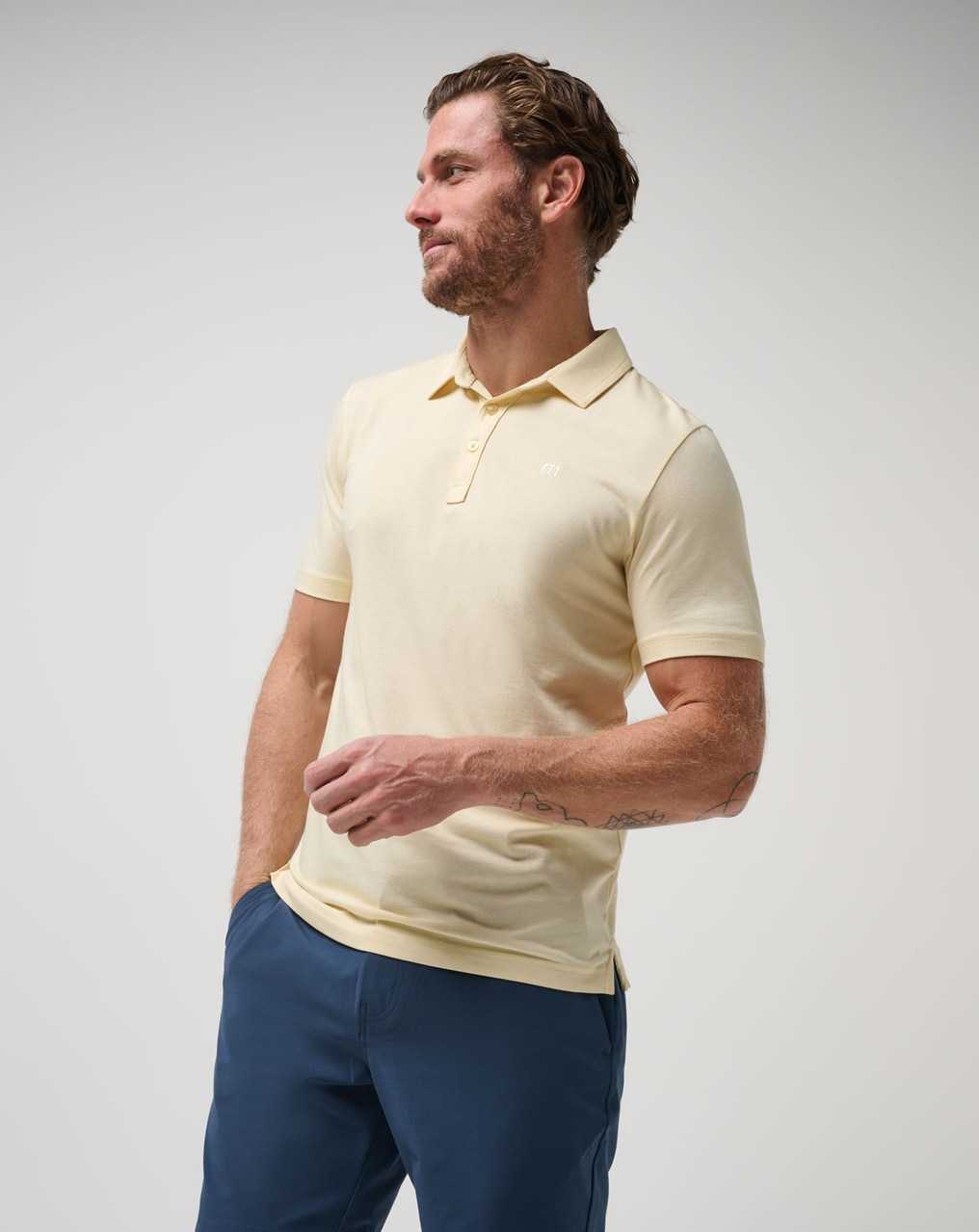 Travis Mathew The Zinna Polo Heather Pale Banana | DENQLKZ-83