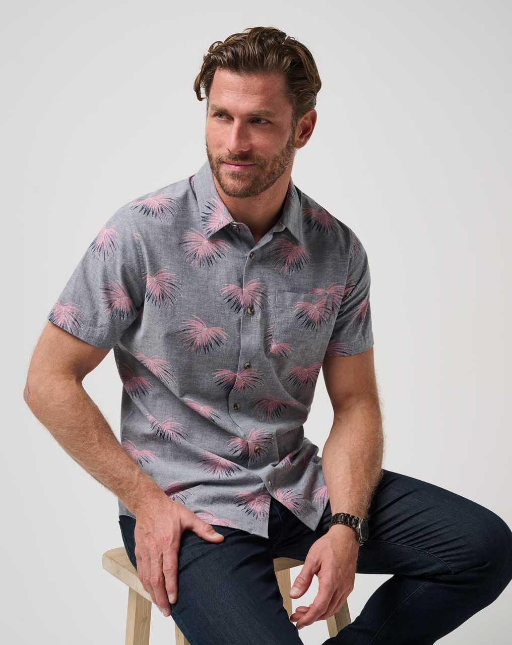 Travis Mathew Tip Me Over Button-up Heather Total Eclipse | AIVULBH-25