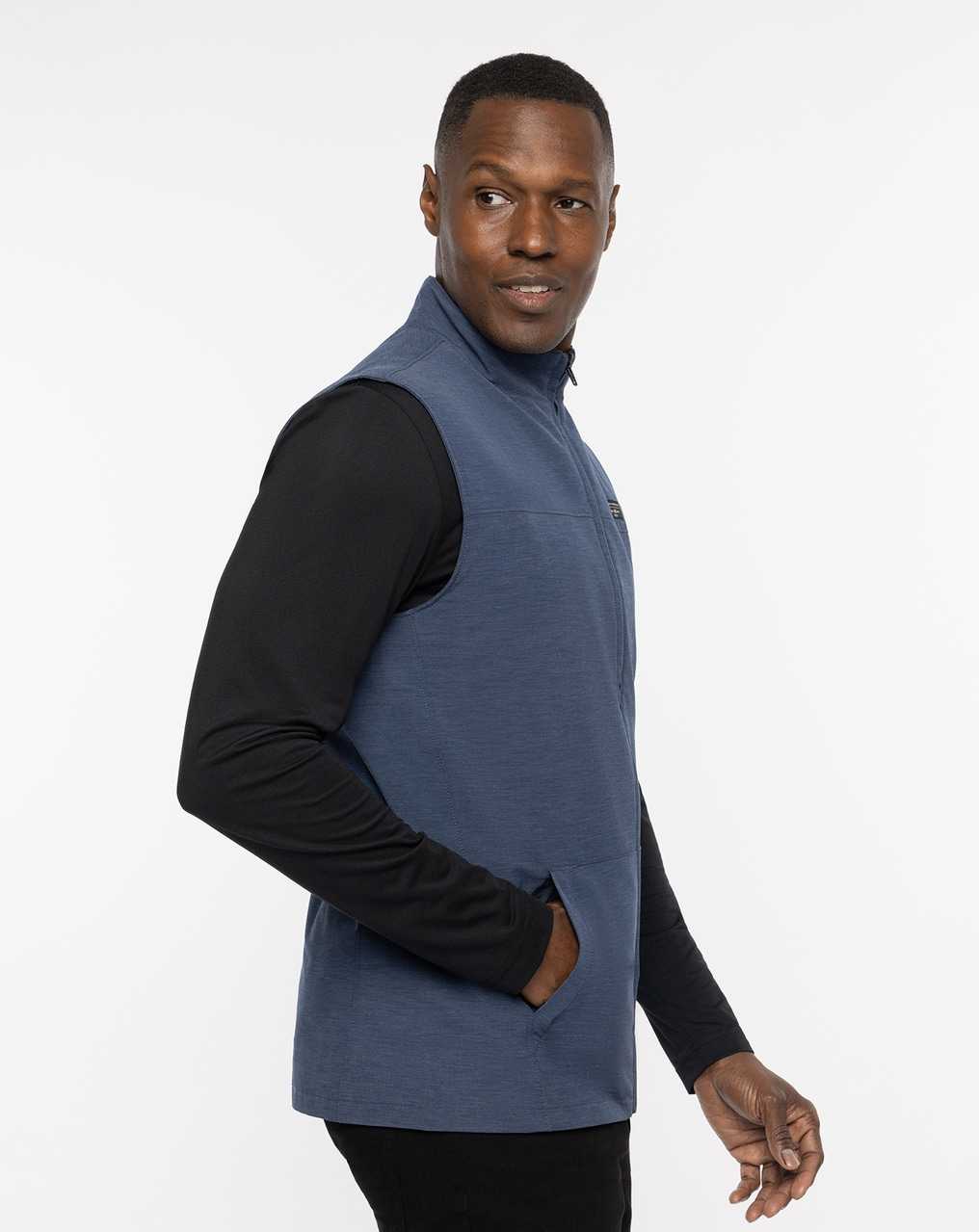 Travis Mathew Top Of The Line Vest Heather Dress Blues | HMDGPON-21