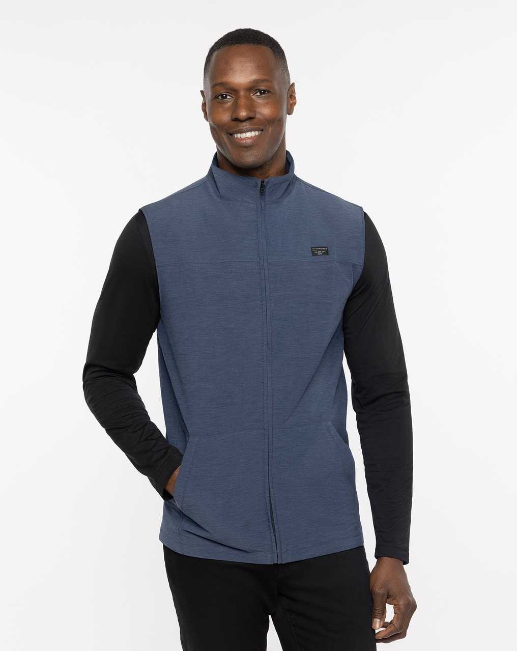 Travis Mathew Top Of The Line Vest Heather Dress Blues | HMDGPON-21