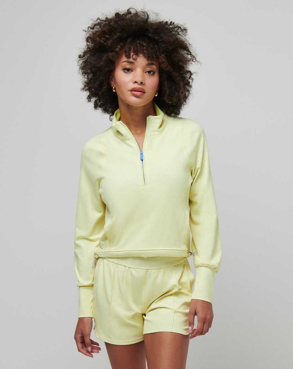 Travis Mathew Tulum Weekend Moveknit Half Zip Heather Pale Lime Yellow | QCFIOHW-70