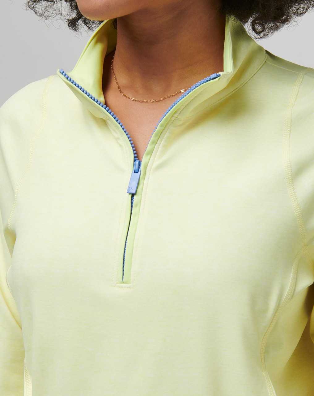 Travis Mathew Tulum Weekend Moveknit Half Zip Heather Pale Lime Yellow | QCFIOHW-70