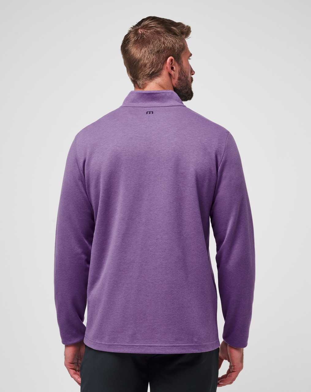 Travis Mathew Upgraded Chest Stripe Quarter Zip Heather Imperial | HSCROWV-64