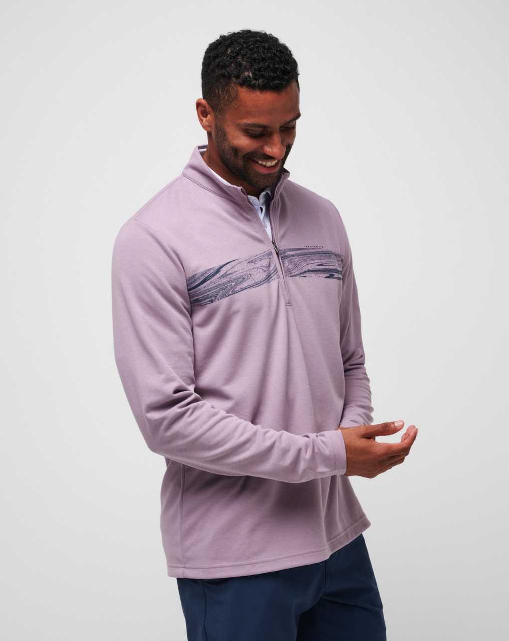 Travis Mathew Upgraded Chest Stripe Quarter Zip Elderberry | QSELNMR-18