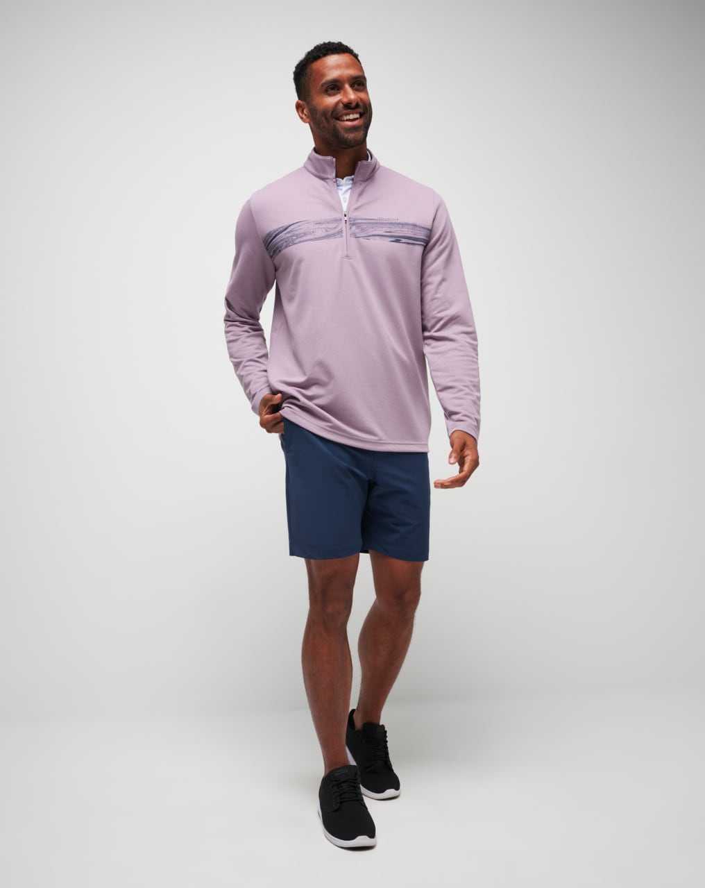 Travis Mathew Upgraded Chest Stripe Quarter Zip Elderberry | QSELNMR-18