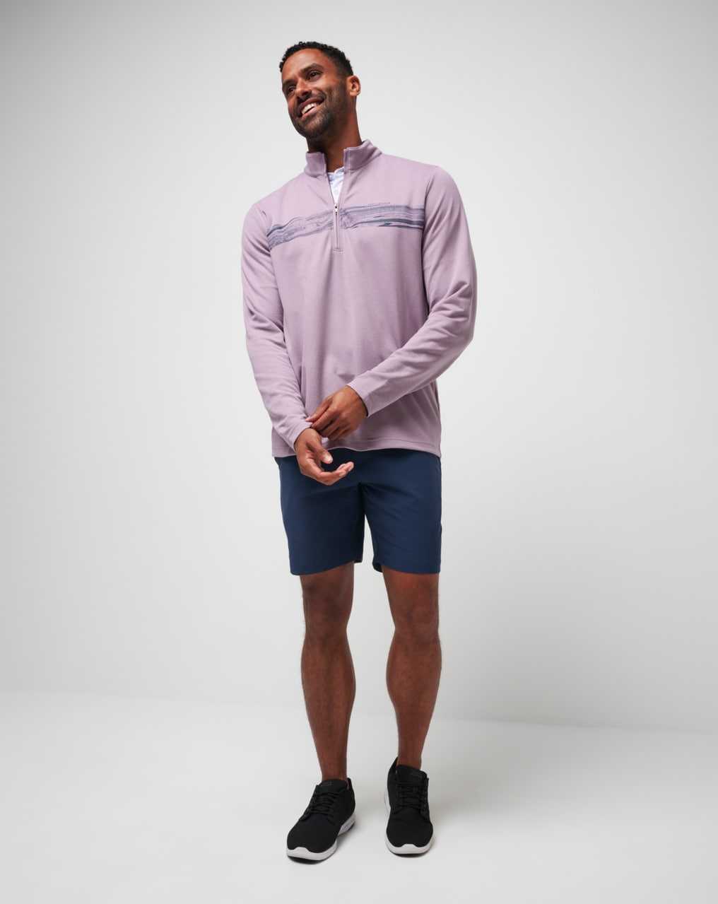 Travis Mathew Upgraded Chest Stripe Quarter Zip Elderberry | QSELNMR-18