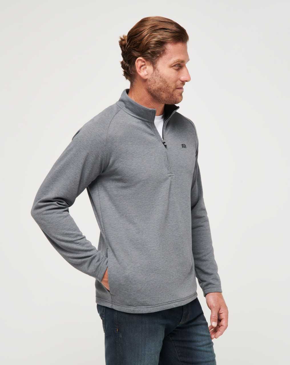 Travis Mathew Upgraded Quarter Zip Dark Grey | CJQUVTS-94