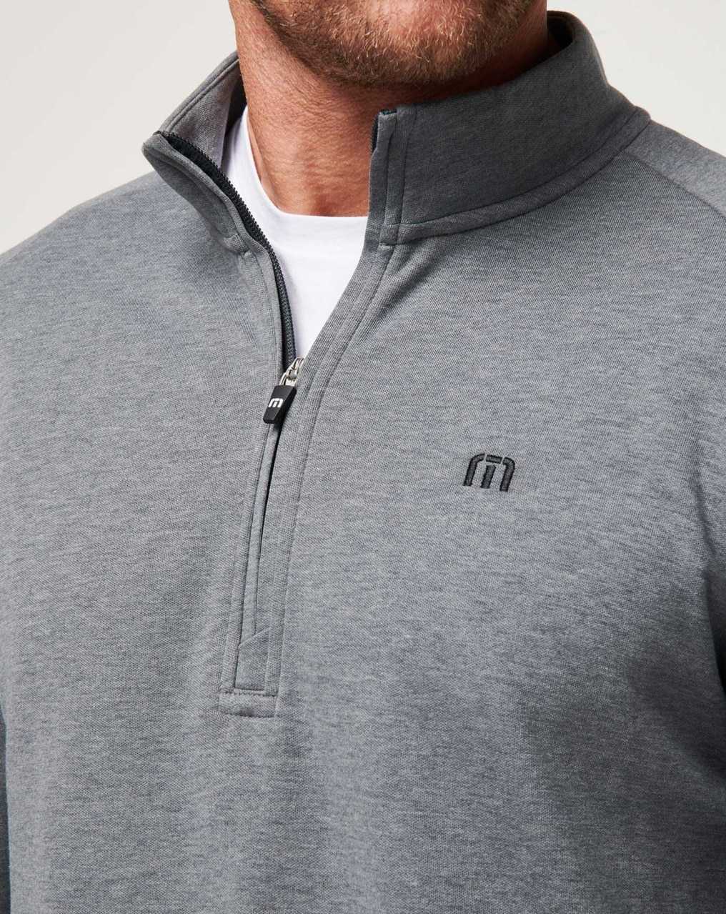 Travis Mathew Upgraded Quarter Zip Dark Grey | CJQUVTS-94