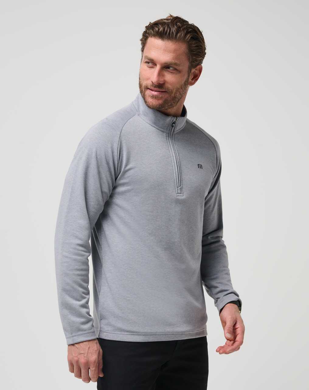 Travis Mathew Upgraded Quarter Zip Heather Grey | EOIFZPU-82