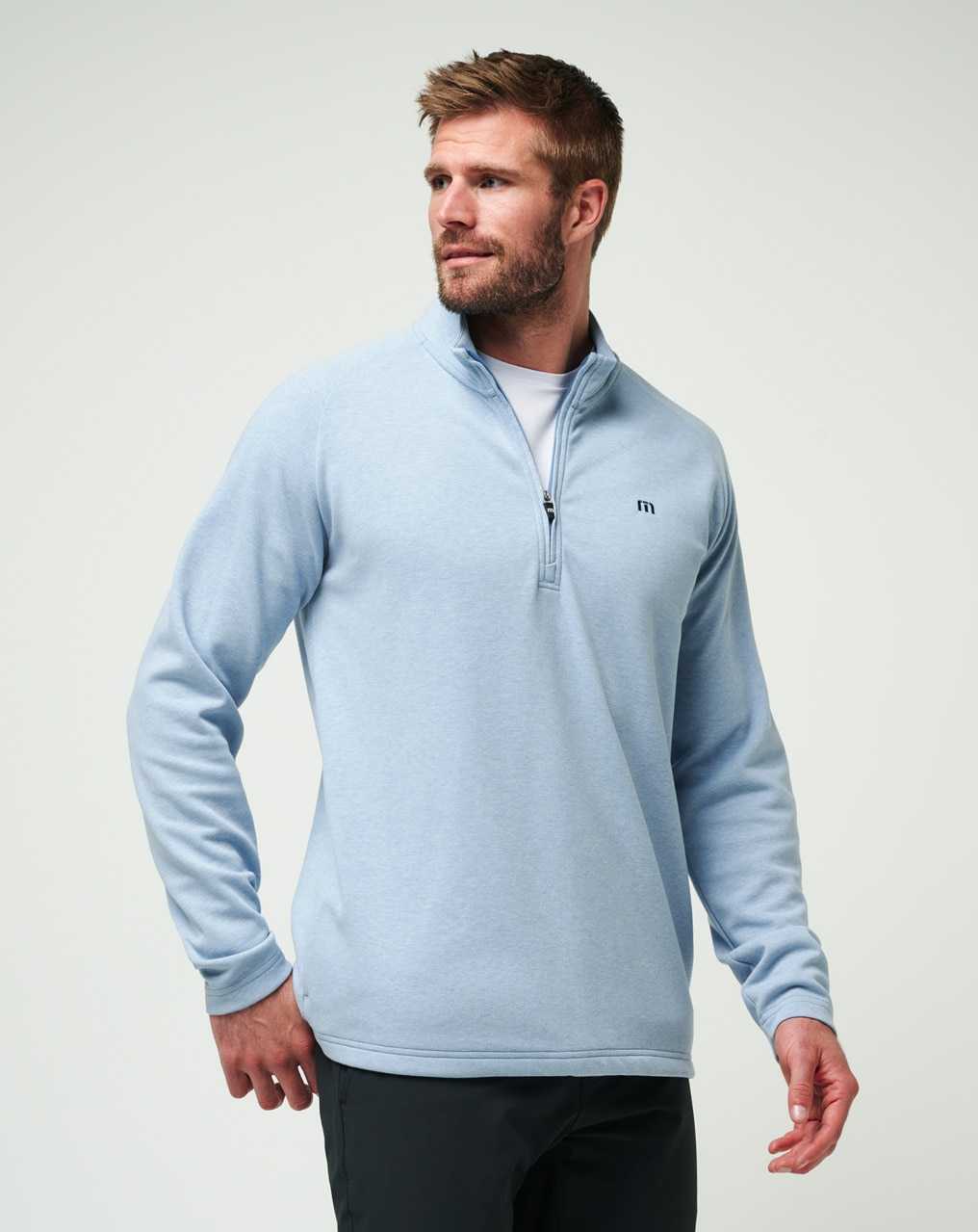 Travis Mathew Upgraded Quarter Zip Light Blue | LPHBVDJ-14