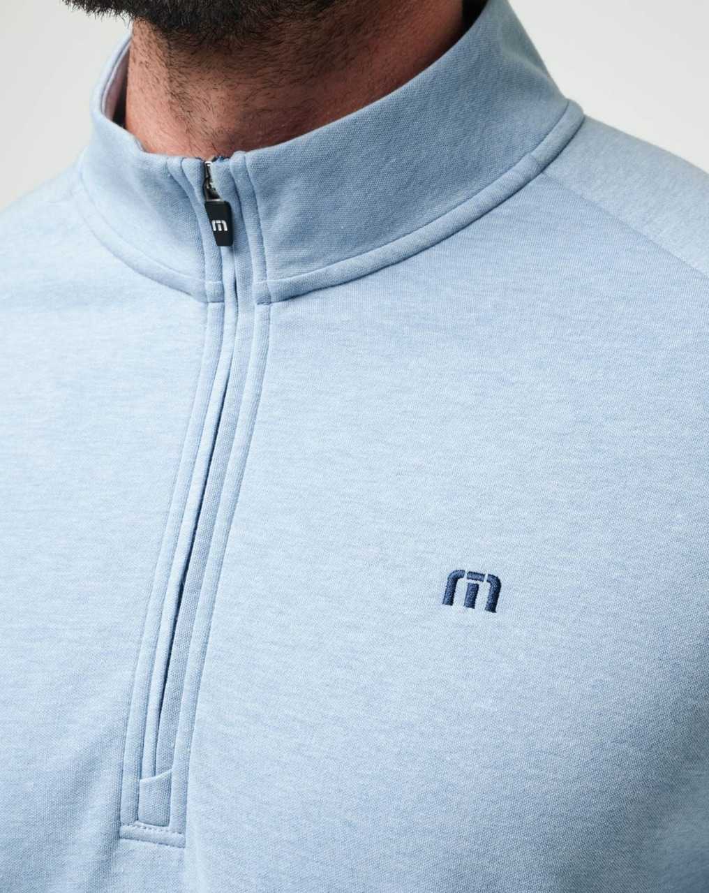 Travis Mathew Upgraded Quarter Zip Light Blue | LPHBVDJ-14