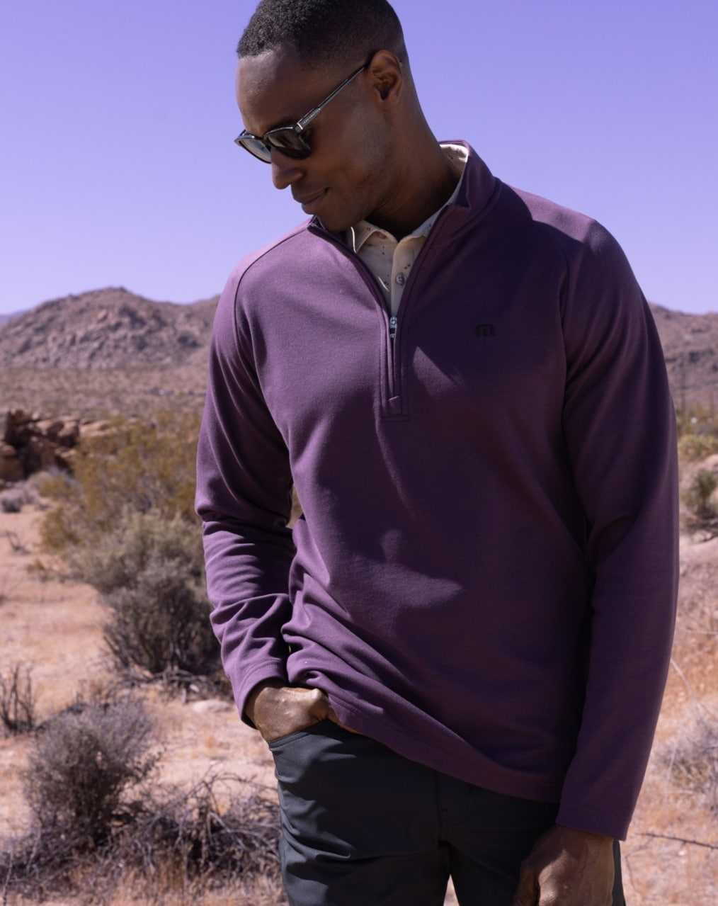 Travis Mathew Upgraded Quarter Zip Plum | DOETCZP-40