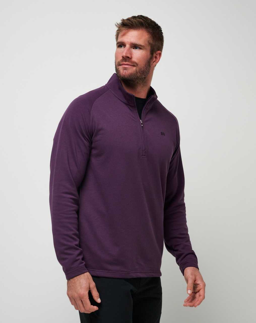 Travis Mathew Upgraded Quarter Zip Plum | DOETCZP-40