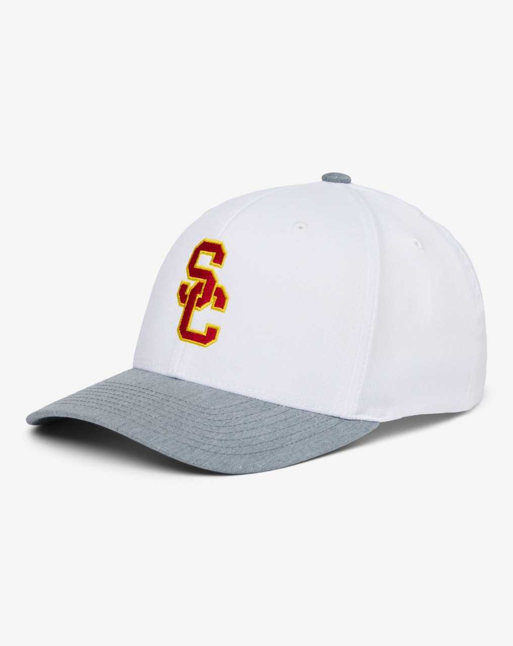 Travis Mathew Usc Go Around Snapback Hat White/Heather Grey | ANDKCVQ-21