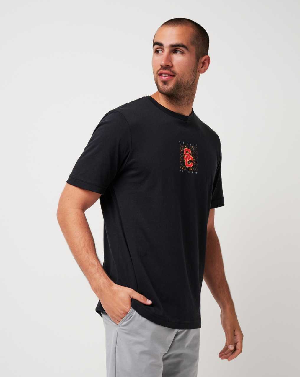 Travis Mathew Usc School Spirit Tee Black | KZDJWSI-41