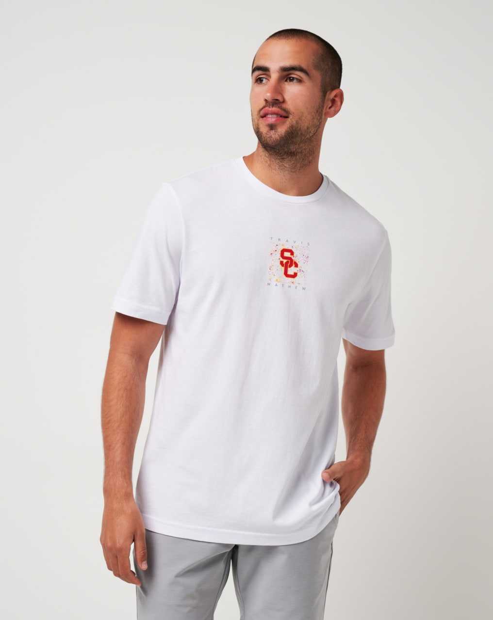 Travis Mathew Usc School Spirit Tee White | CJXLWTE-21