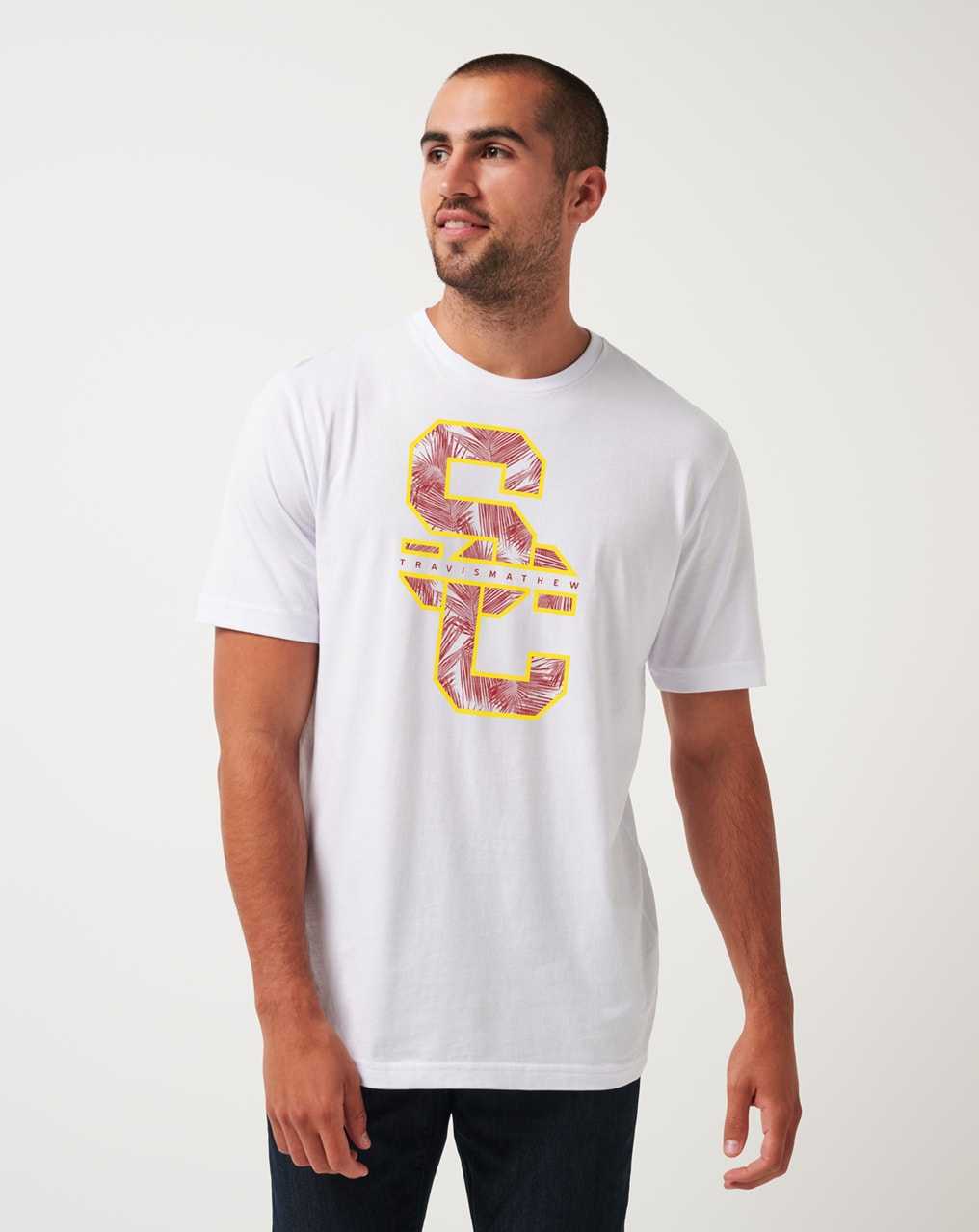 Travis Mathew Usc War Paint Tee White | UZQYIBX-06