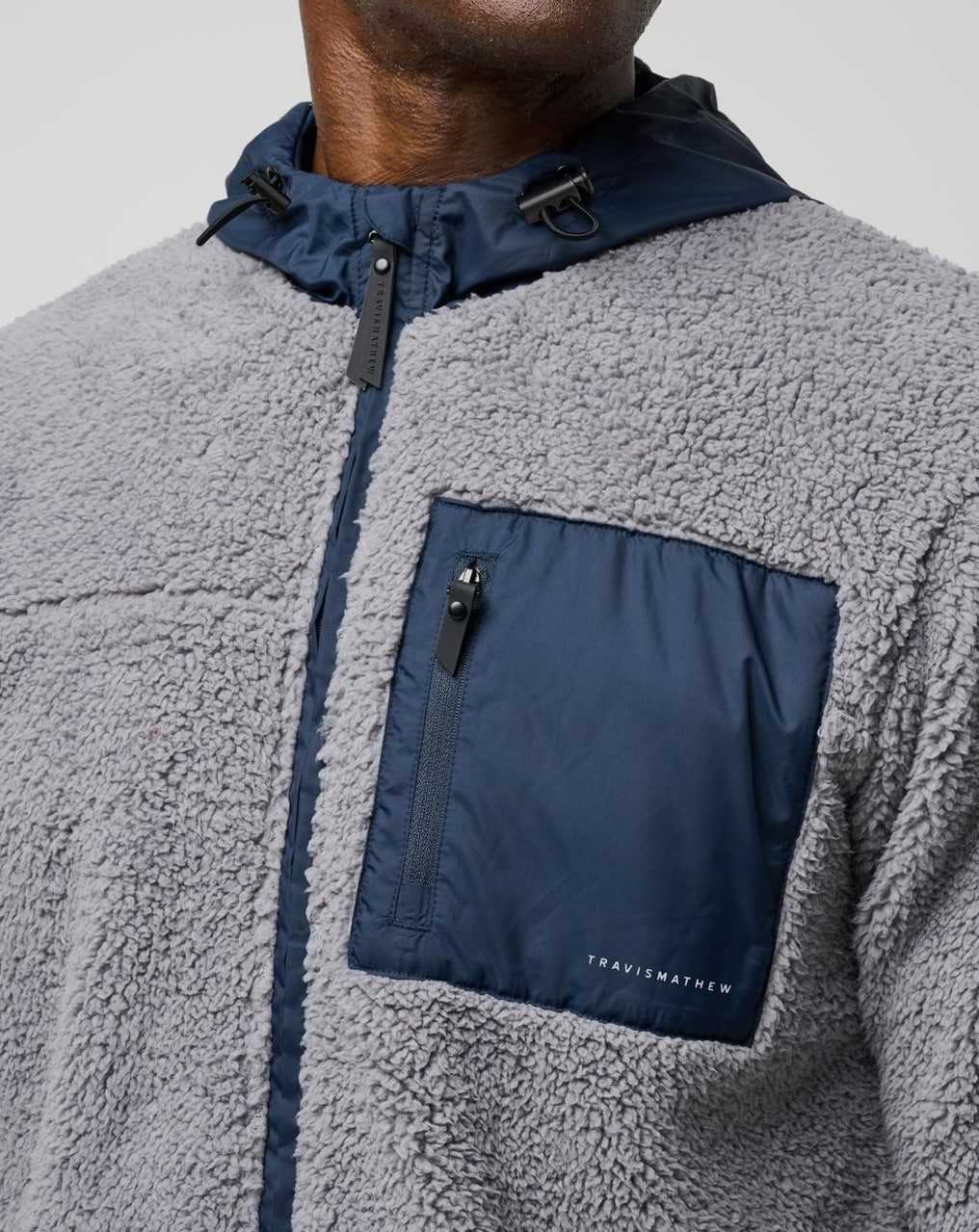 Travis Mathew Venture Sherpa Jacket Sleet/Total Eclipse | FTZGPNA-30