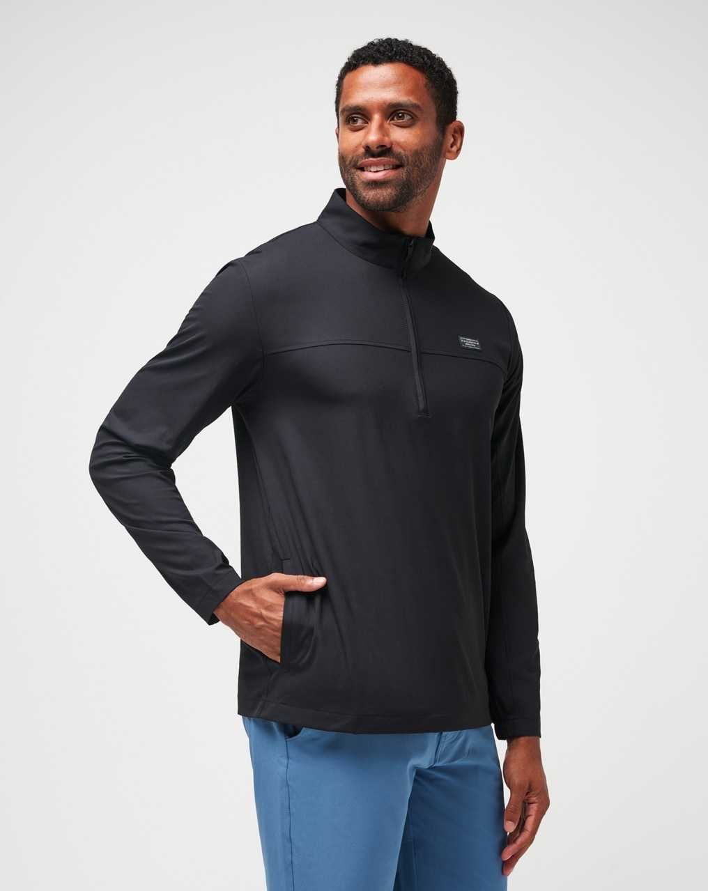 Travis Mathew Wanderlust Quarter Zip Black | MOVFICR-58