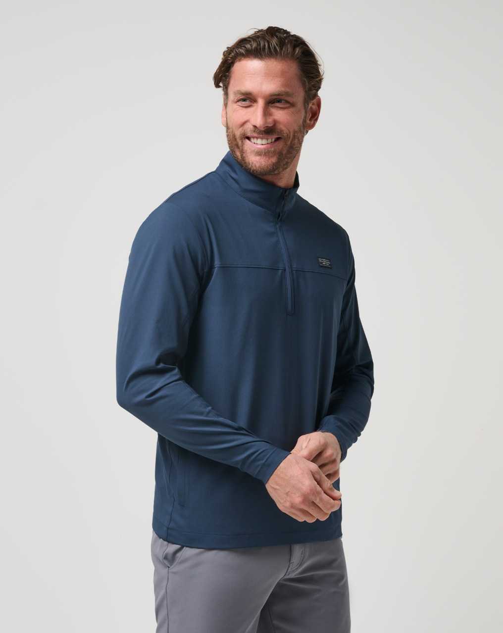 Travis Mathew Wanderlust Quarter Zip Mood Indigo | JGOBYWT-27