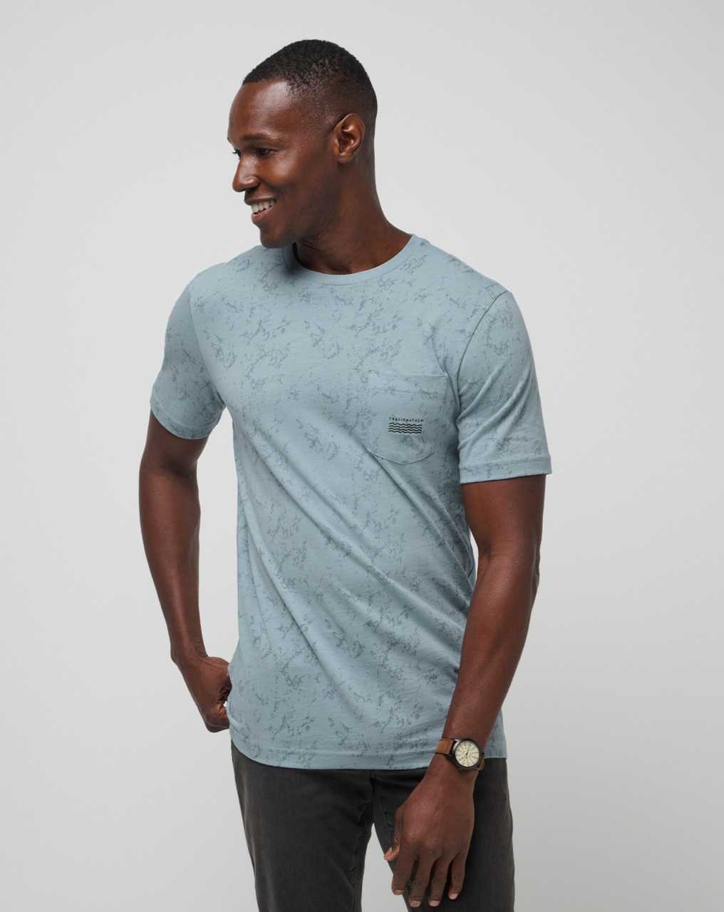 Travis Mathew Warmer Tides Pocket Tee Dusty Blue | YNVPWKL-37