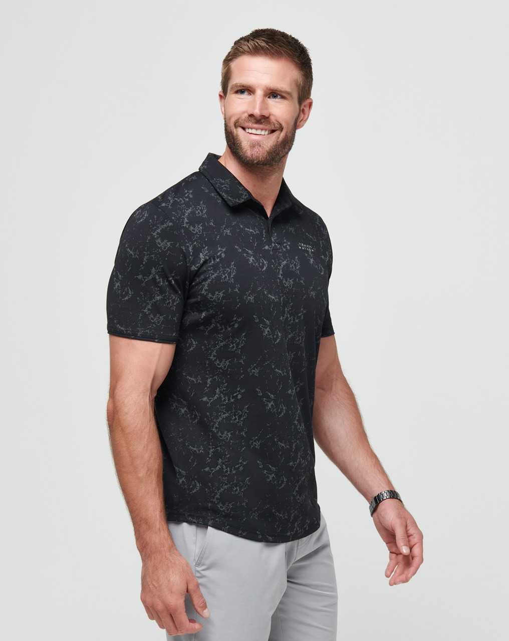 Travis Mathew Warmer Tides Scoop Polo Black | PDOARXK-91