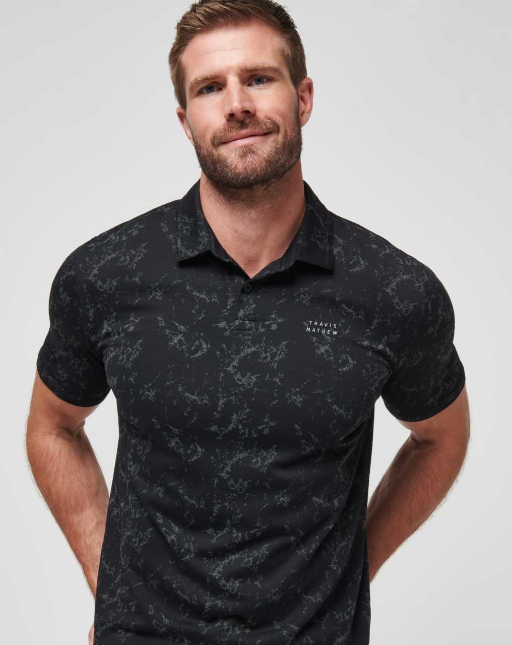 Travis Mathew Warmer Tides Scoop Polo Black | PDOARXK-91