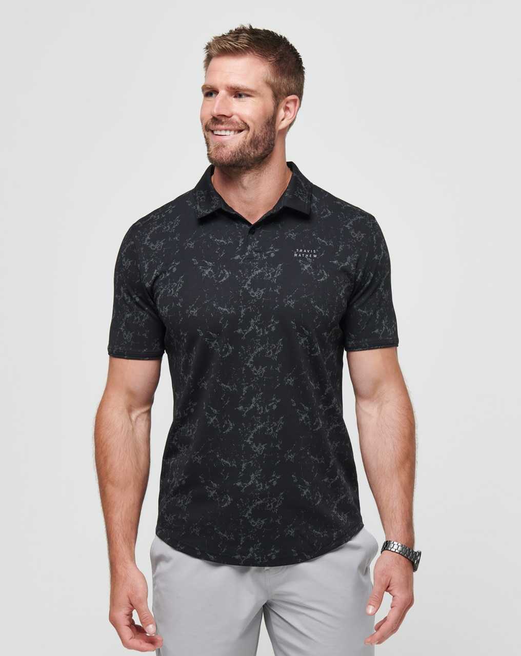 Travis Mathew Warmer Tides Scoop Polo Black | PDOARXK-91