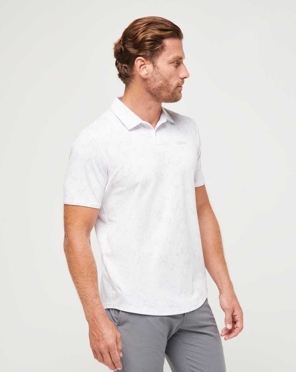 Travis Mathew Warmer Tides Scoop Polo White | XACTHPU-67