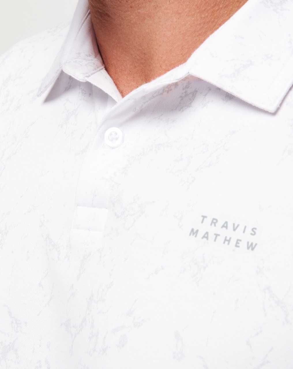 Travis Mathew Warmer Tides Scoop Polo White | XACTHPU-67