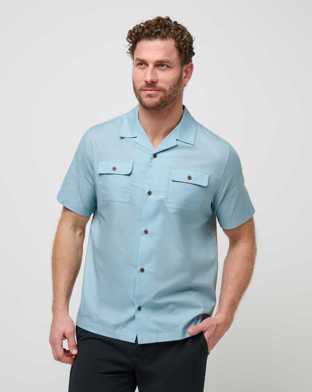 Travis Mathew Windy Bay Button-up Dusty Blue | POQZNKV-19