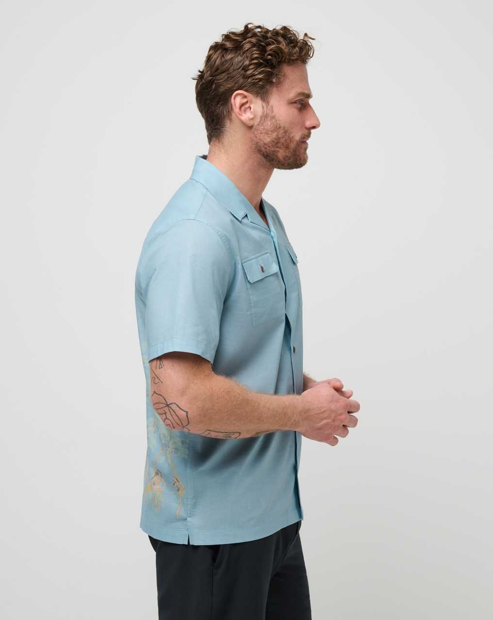 Travis Mathew Windy Bay Button-up Dusty Blue | POQZNKV-19