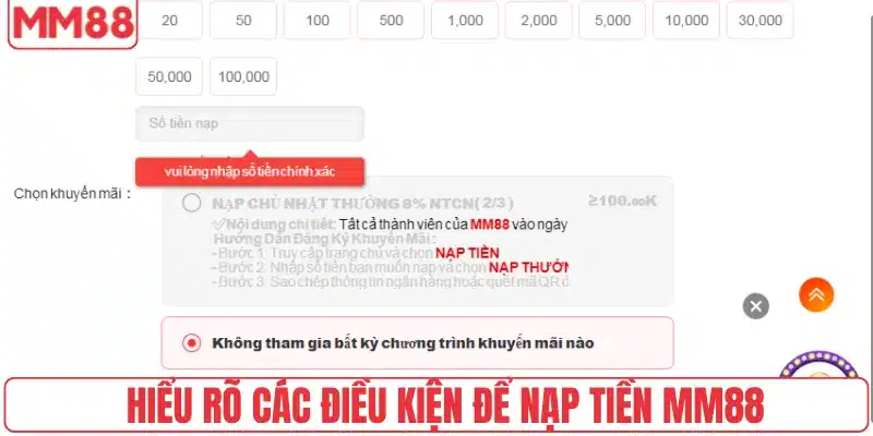 Nạp Tiền 4 Hiểu rõ các điều kiện để nạp tiền MM88